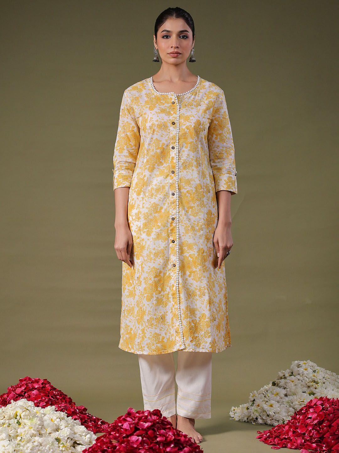 indo era floral printed straight kurta