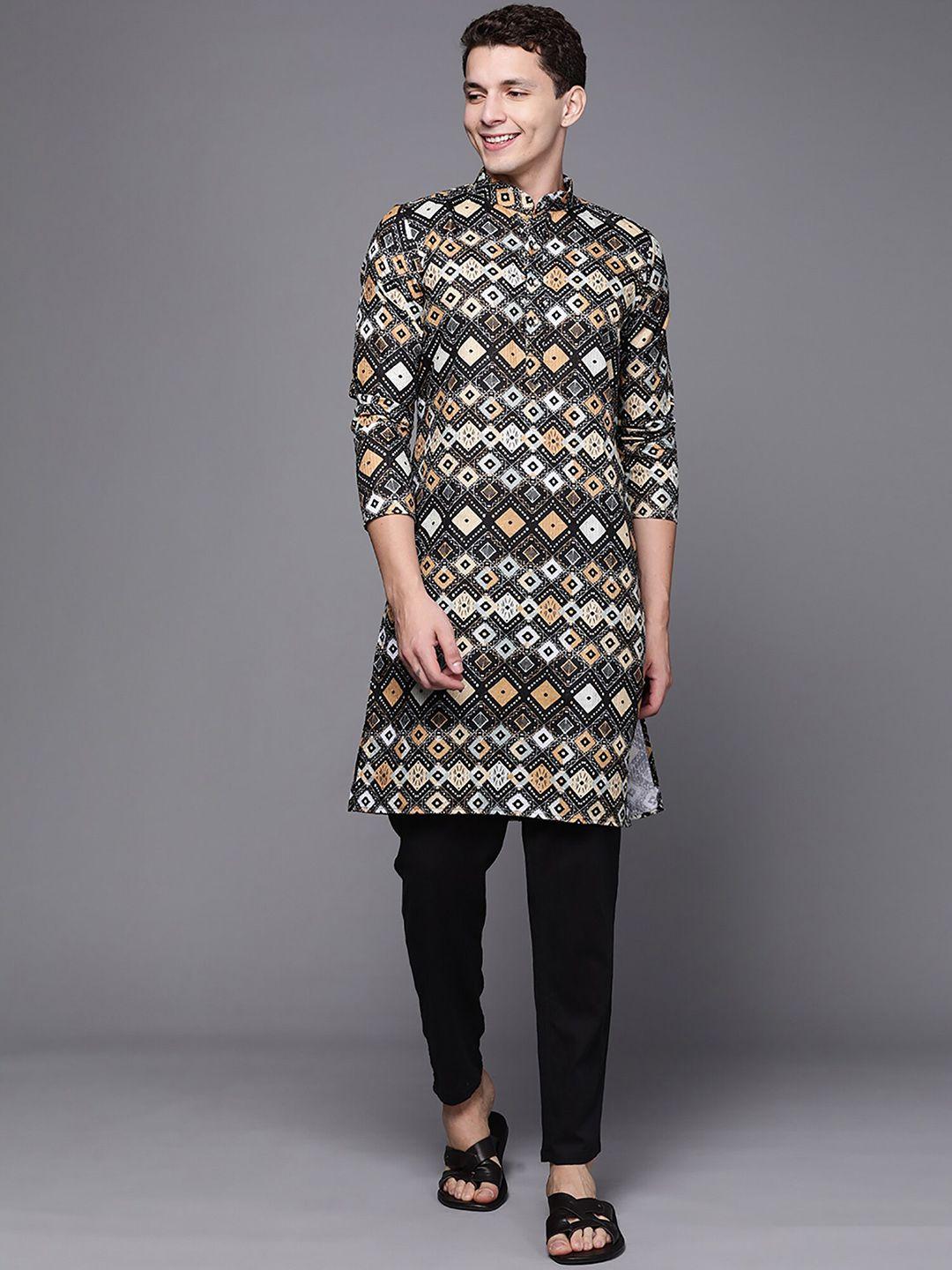 indo era geometric printed pure cotton kurta