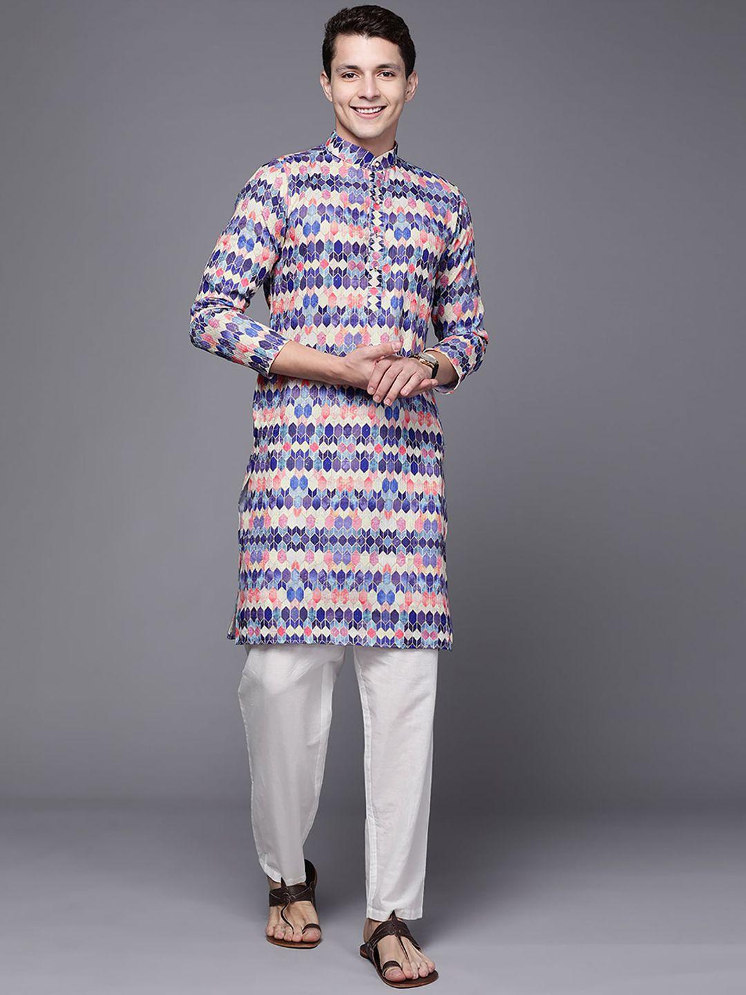 indo era geometric printed pure cotton kurta