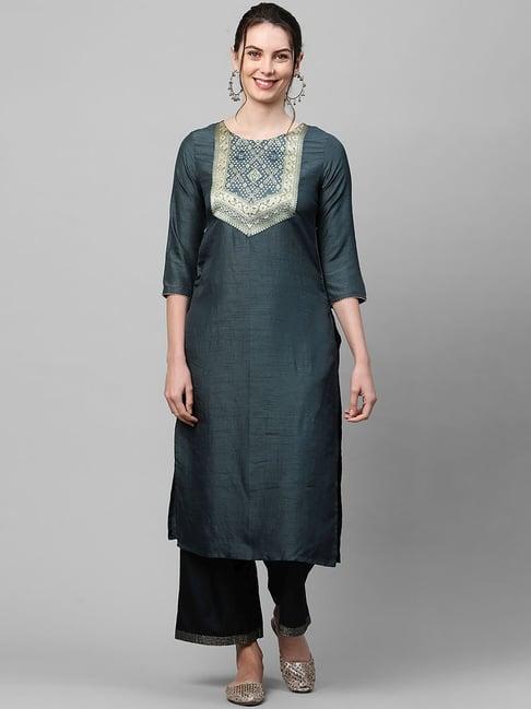 indo era grey straight kurta