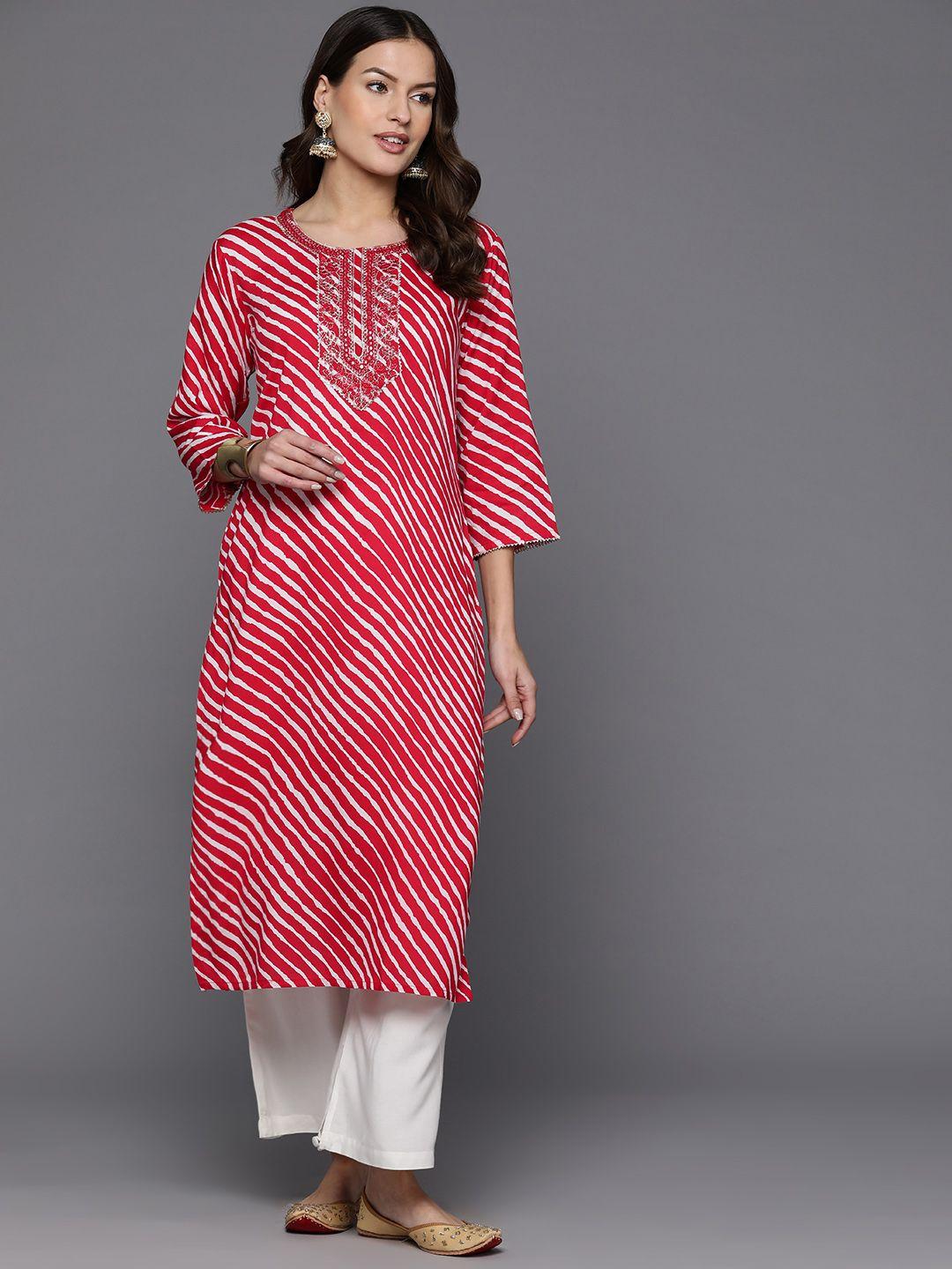 indo era leheriya printed mirror work kurta