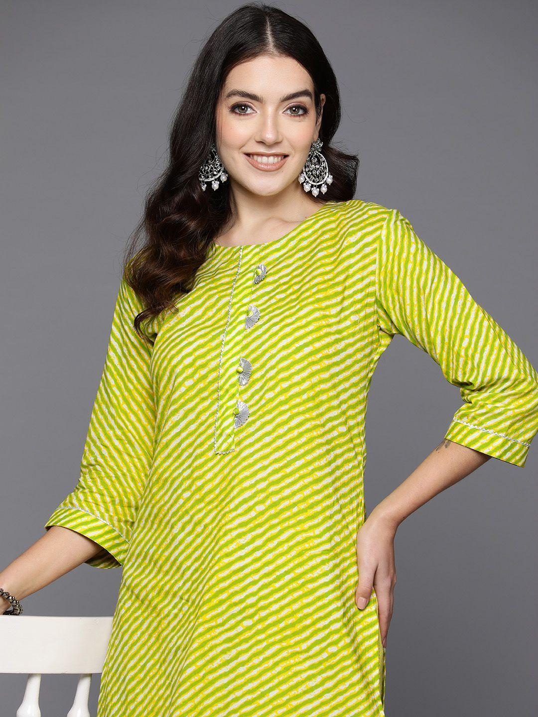 indo era leheriya printed pure cotton gotta patti kurta