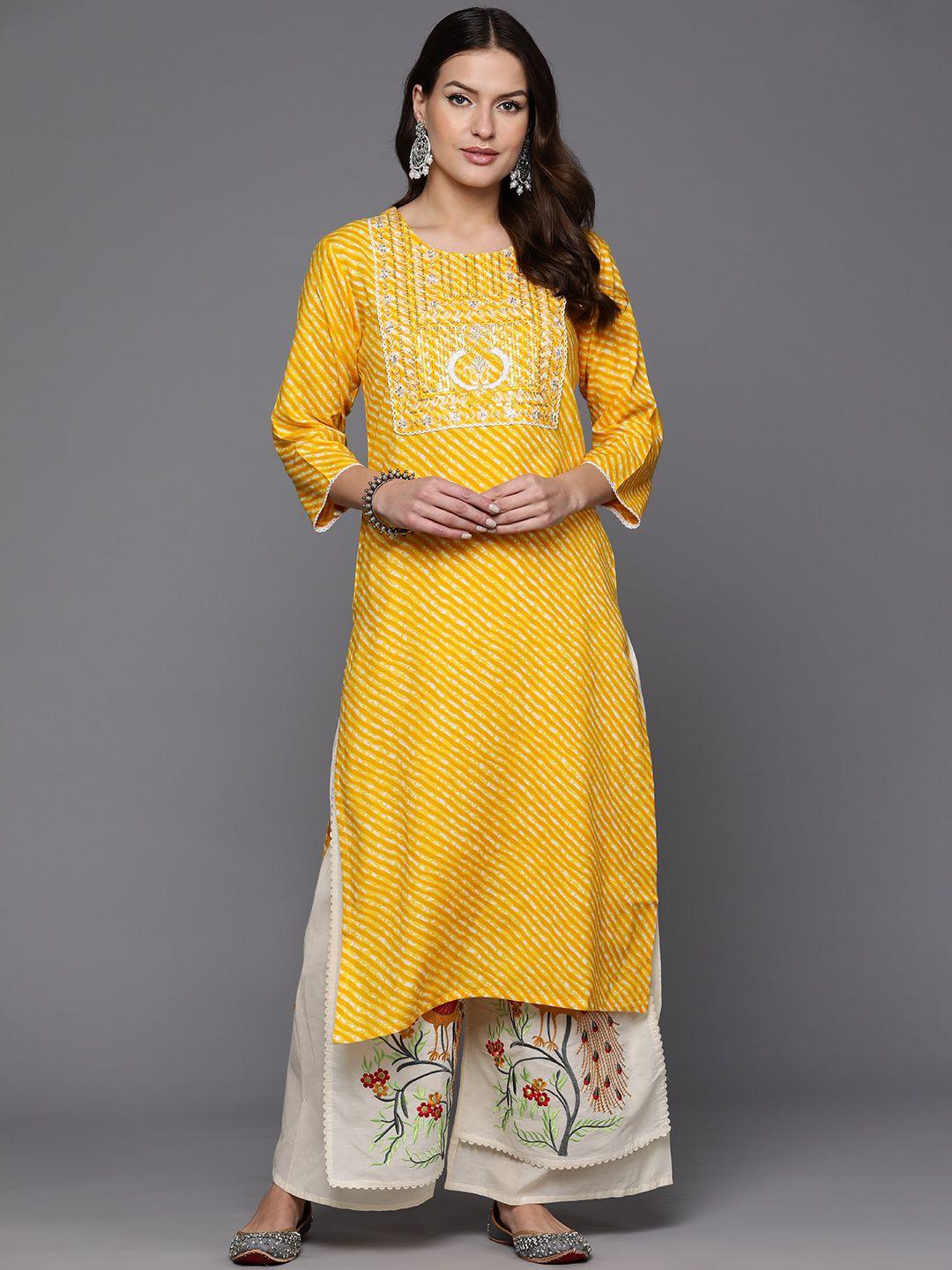 indo era leheriya printed sequinned kurta