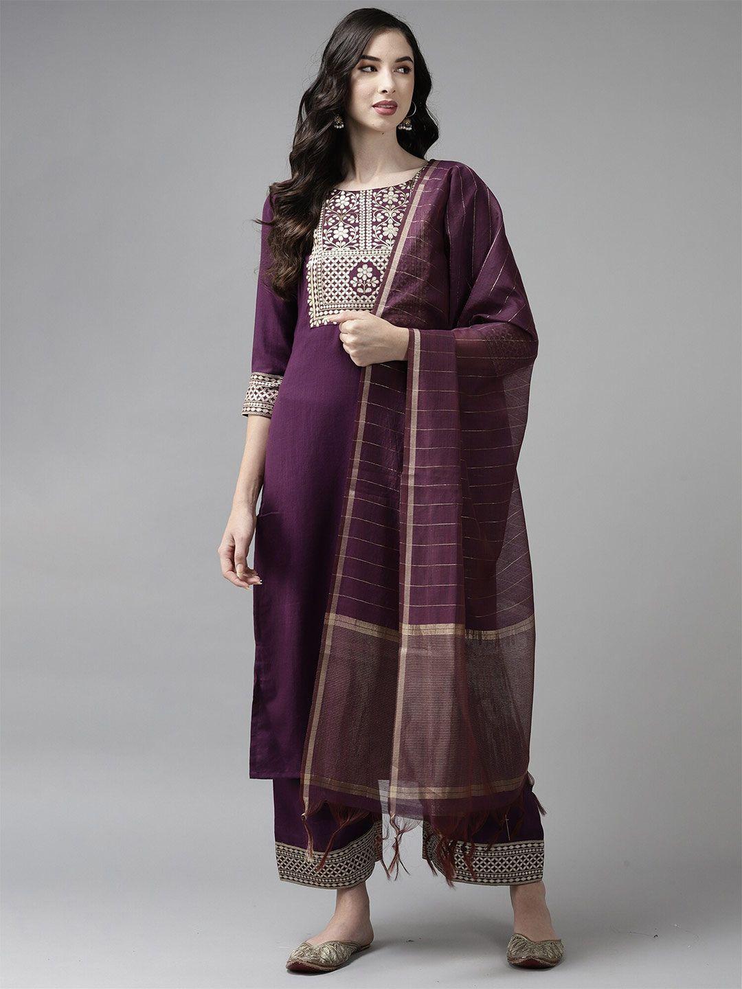 indo era magenta woven design dupatta