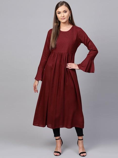 indo era maroon a line kurta