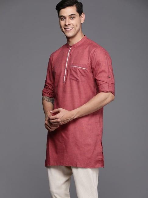 indo era mauve cotton regular fit kurta