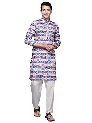 indo era men's cotton printed festive straight long kurta (mkt0bl1220xl_blue_ready to wear_xl-size)