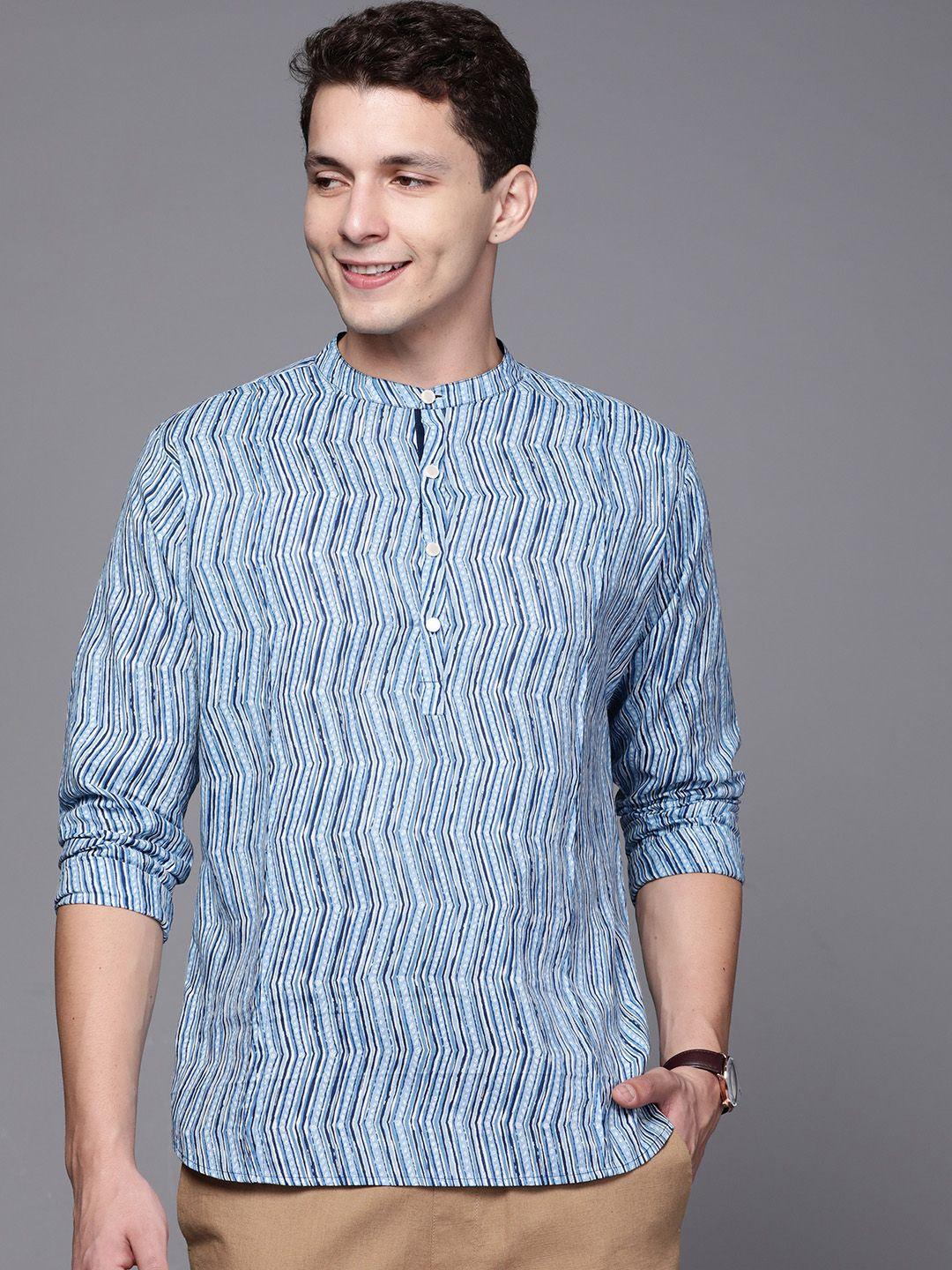 indo era men geometric printed kurta