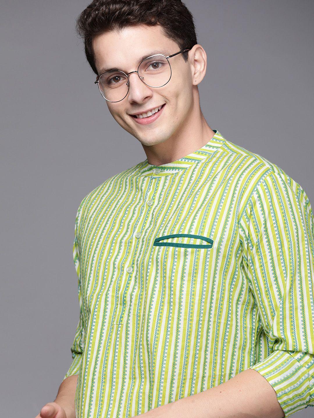 indo era men geometric printed kurta