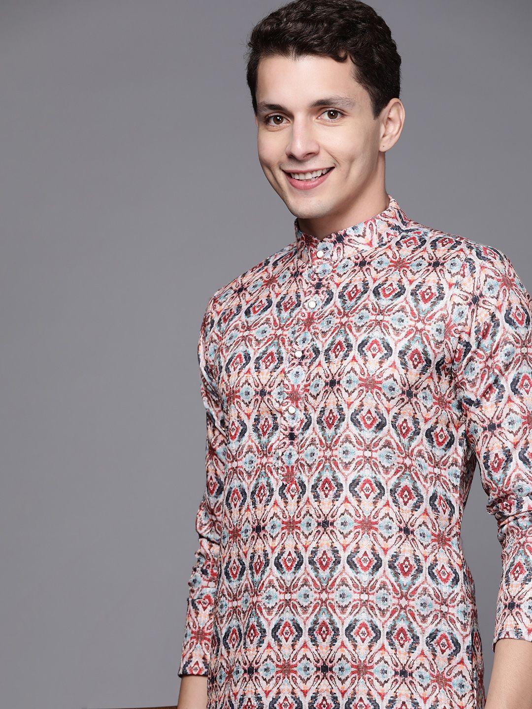 indo era men multicoloured ethnic motifs printed kurta