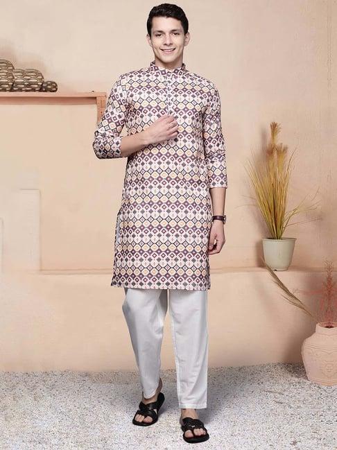 indo era multicolor regular fit geometric print kurta