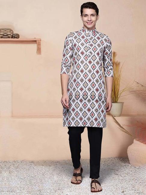 indo era multicolor regular fit geometric print kurta