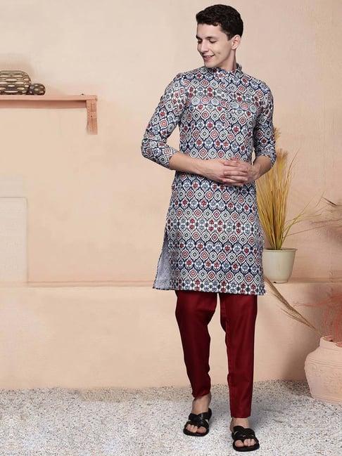 indo era multicolor regular fit geometric print kurta