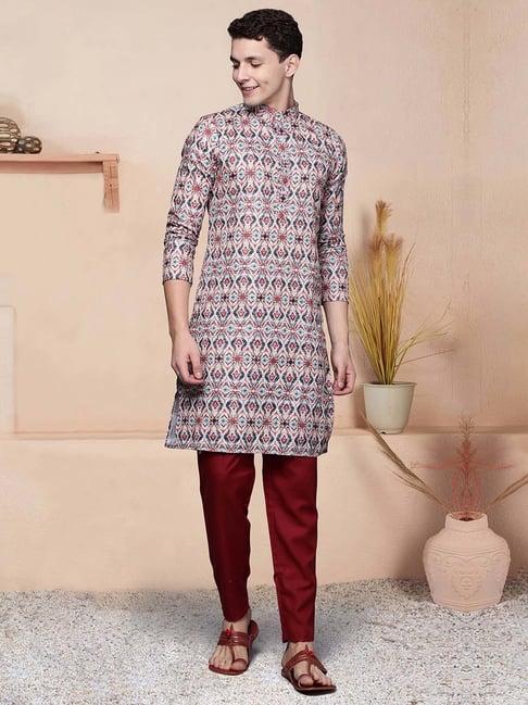 indo era multicolor regular fit geometric print kurta