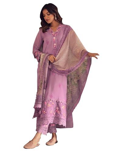 indo era organza women's lavender embroidered straight kurta & pant with dupatta set (kh9lv7993_medium)