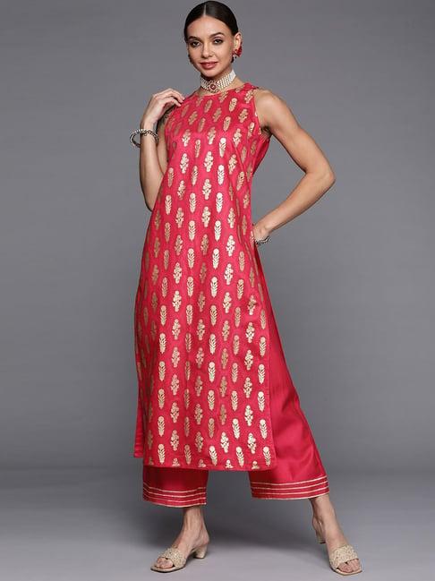 indo era pink printed kurta palazzo set