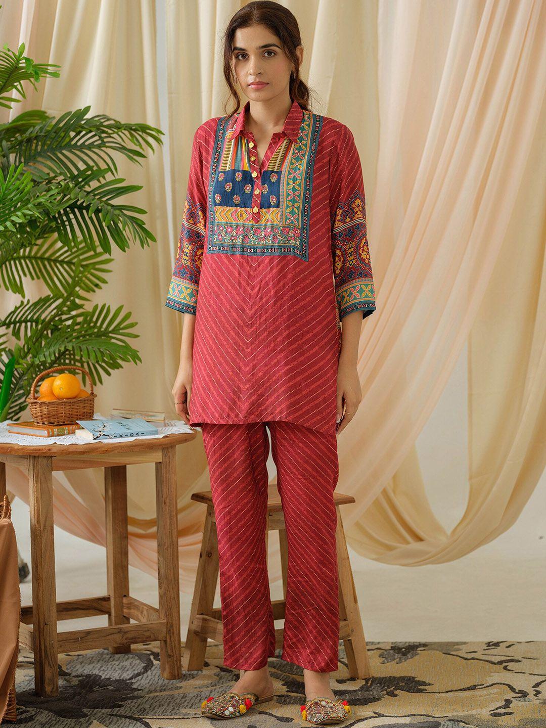 indo era printed top & trousers co-ords
