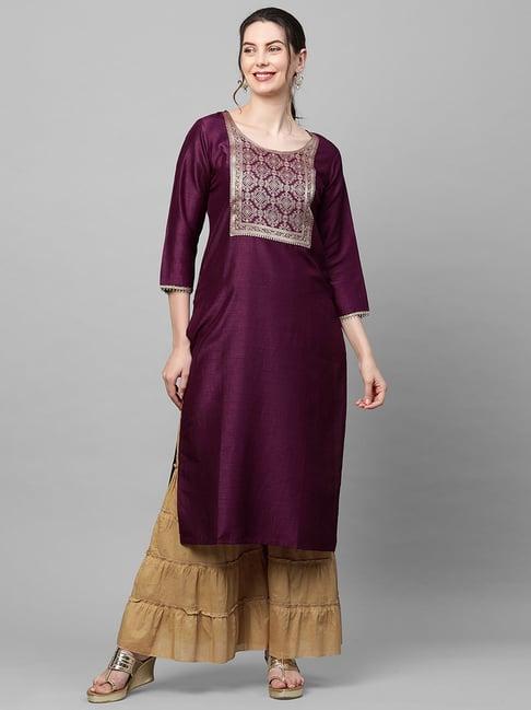 indo era purple straight kurta