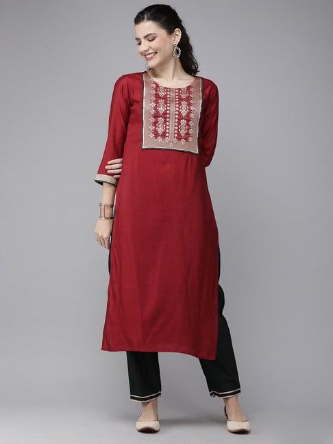 indo era red straight kurta