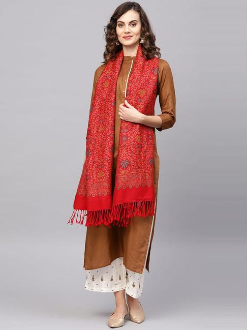 indo era red woven pattern stole