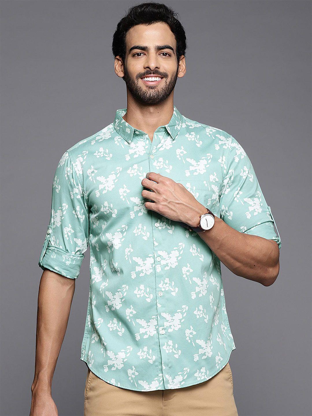 indo era smart fit floral printed opaque casual shirt