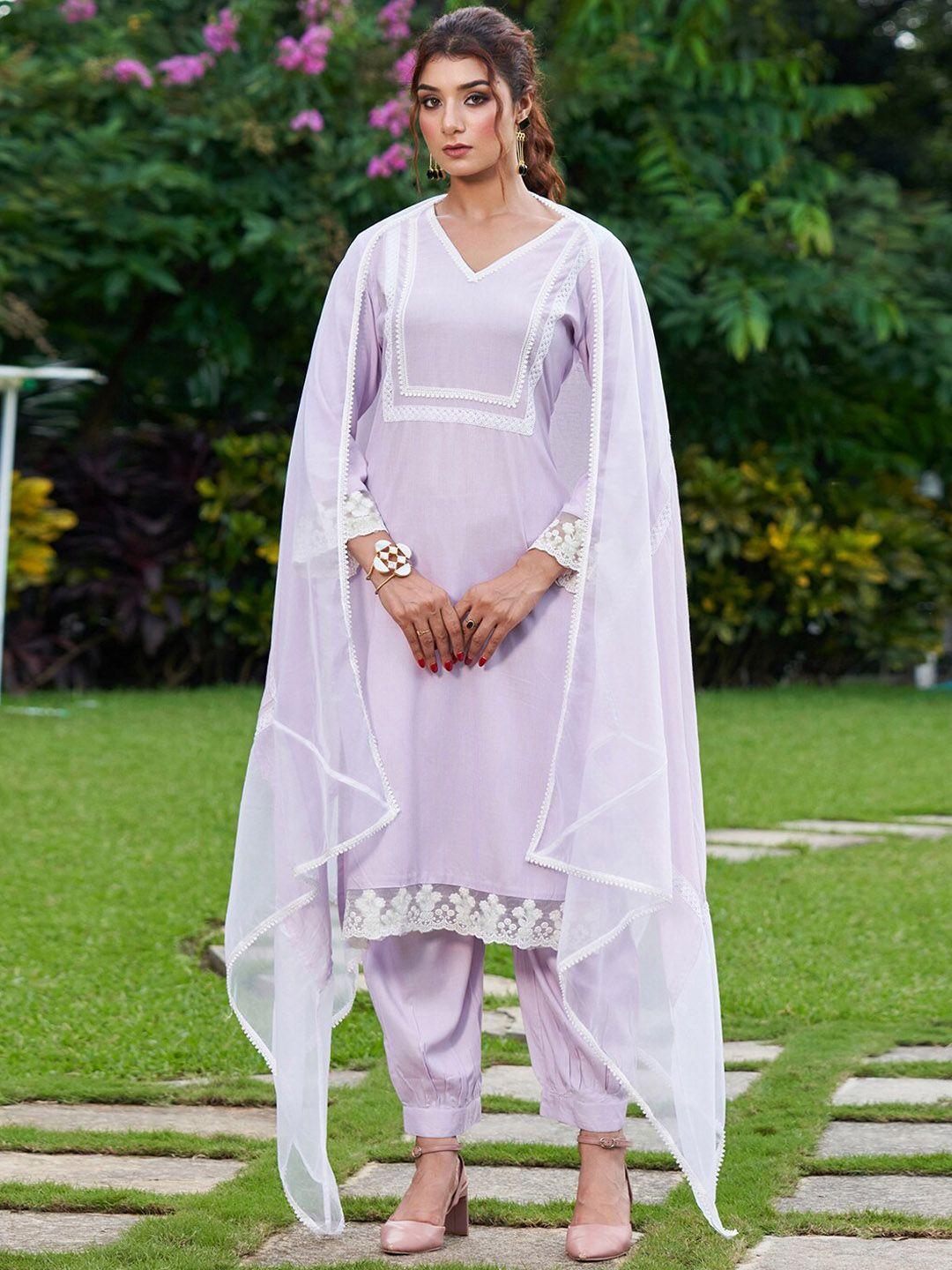 indo era thread work kurta with salwar & dupatta