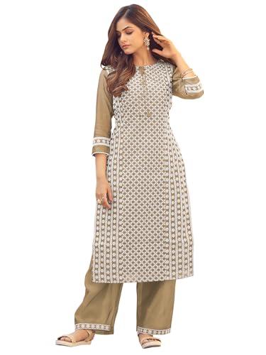 indo era women's embroidered silk blend straight kurta & palazzo set (mrcie8211_small)