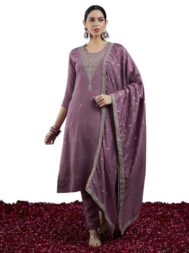 indo era women's embroidered straight kurta & pant with dupatta set (kh9mu7928_large)