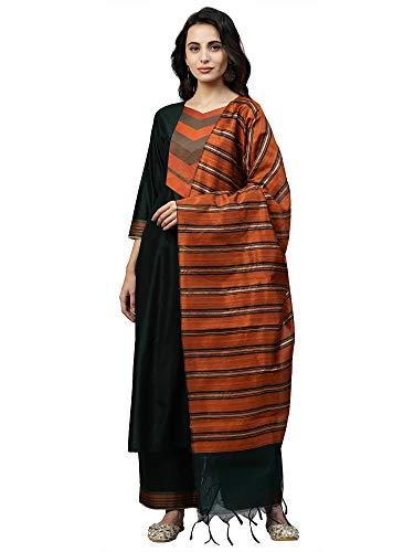 indo era women's pure cotton yoke design straight kurta with pant & dupatta set (green_ie24kd9gn1843_x-small)