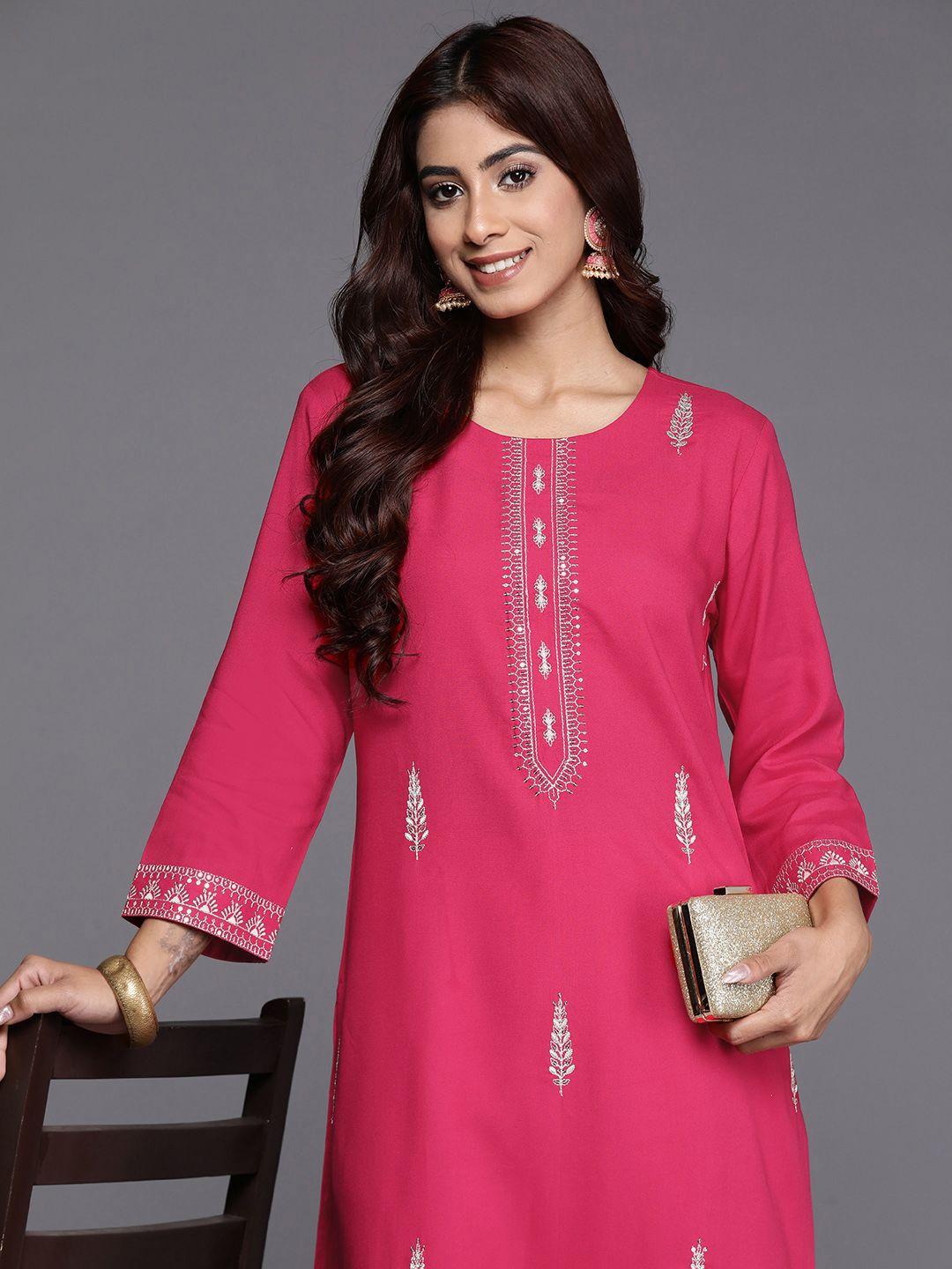 indo era women embroidered sequinned floral kurta