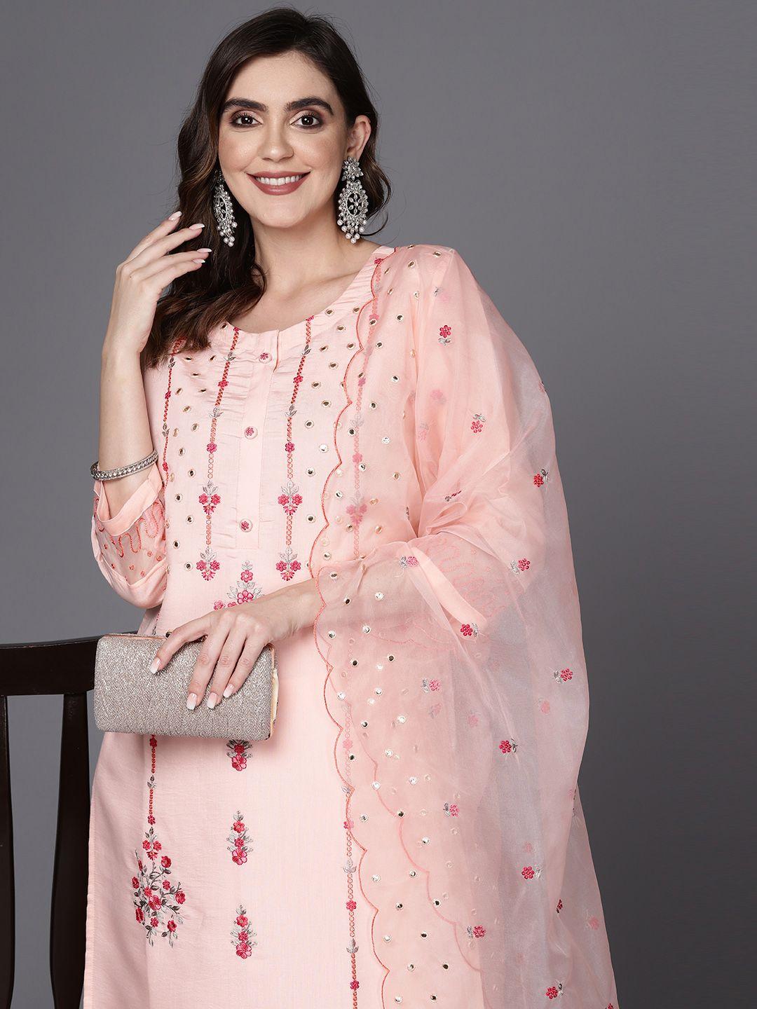 indo era women embroidered sequinned kurta with trousers & dupatta