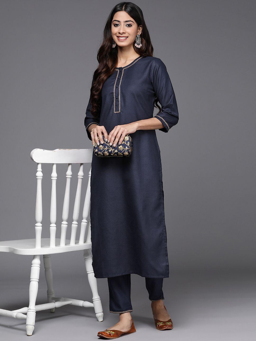 indo era women embroidered thread work kurta with trousers