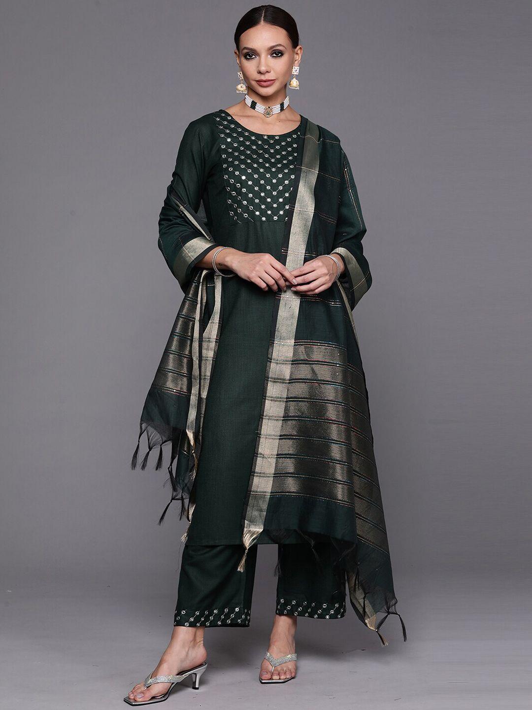 indo era women ethnic motifs embroidered kurta & palazzos with dupatta