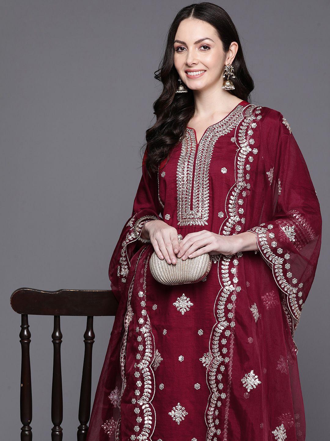 indo era women ethnic motifs embroidered kurta with trousers & dupatta