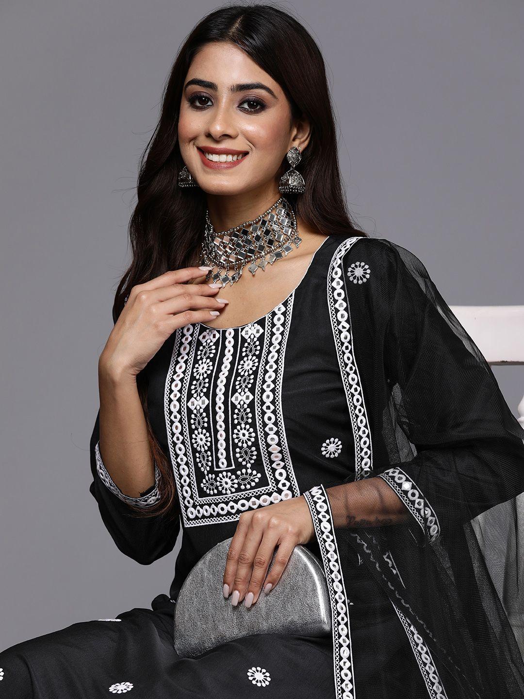 indo era women ethnic motifs embroidered mirror work kurta with trousers & with dupatta