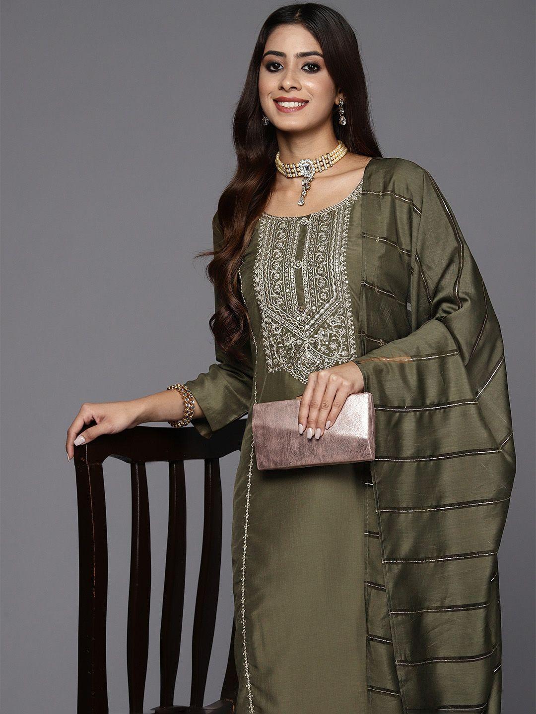 indo era women ethnic motifs embroidered sequinned kurta with trousers & with dupatta
