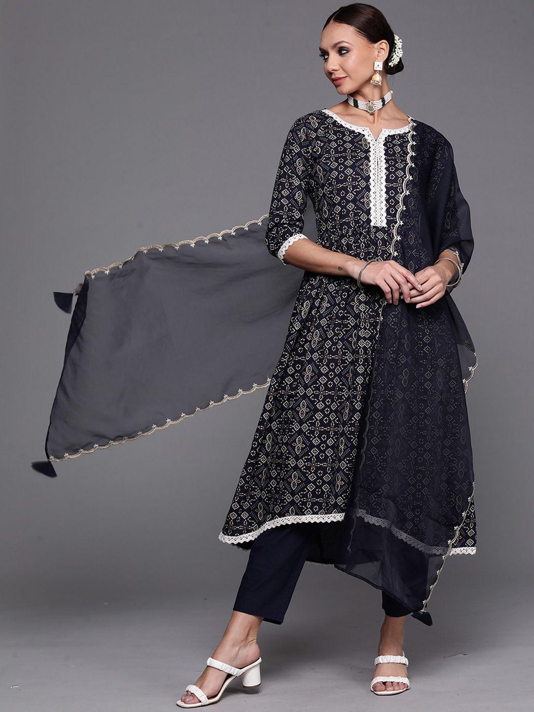 indo era women ethnic motifs printed kurta & trousers with dupatta