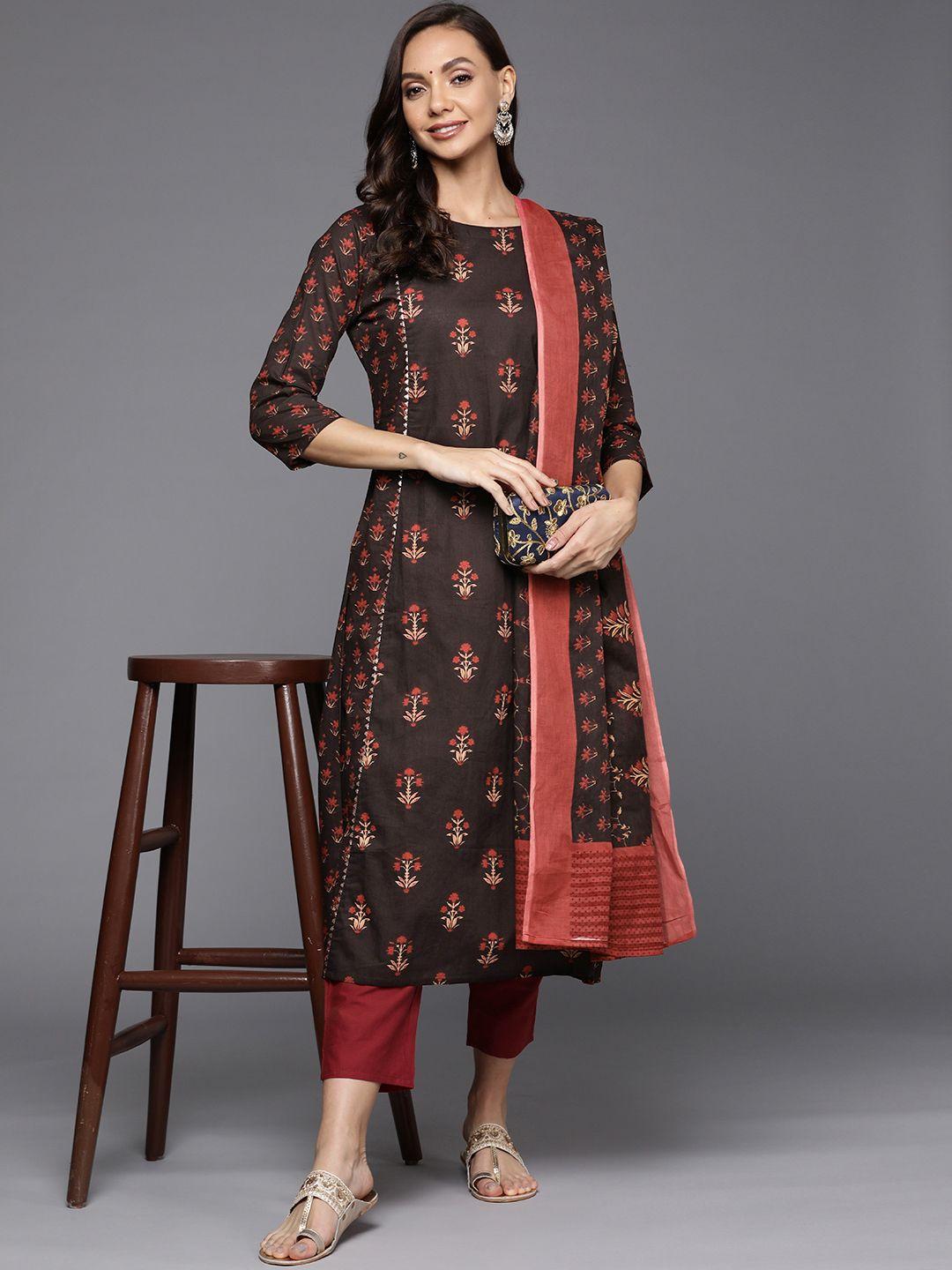 indo era women ethnic motifs printed kurta with trousers & with dupatta
