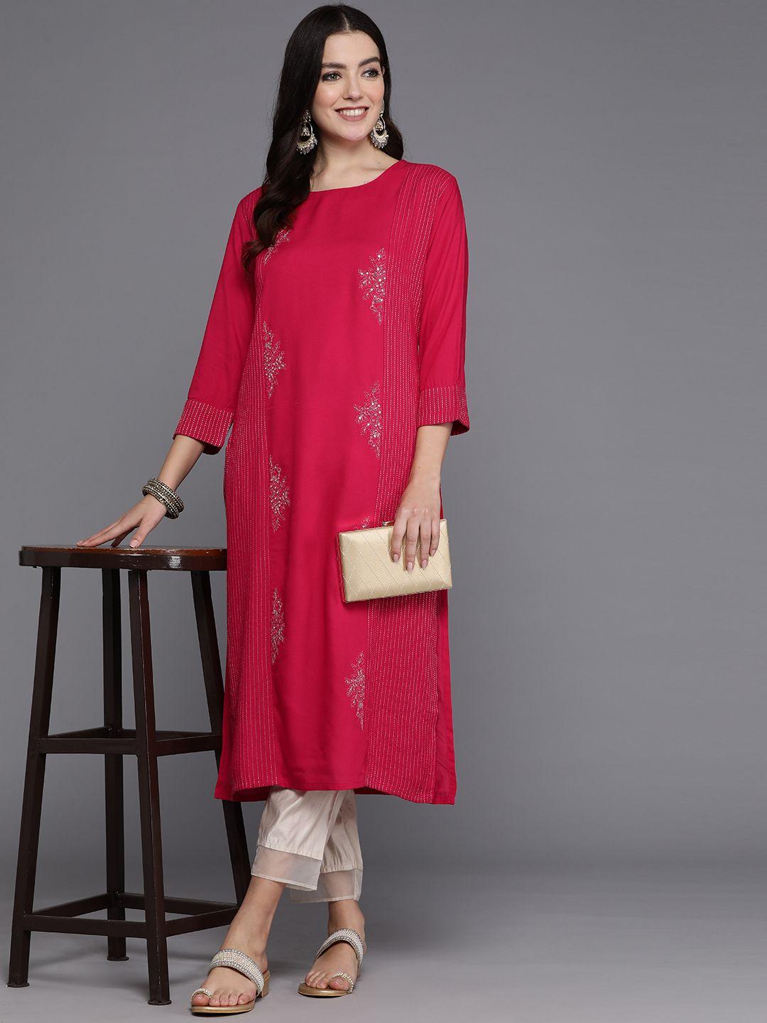 indo era women floral embroidered kantha work kurta