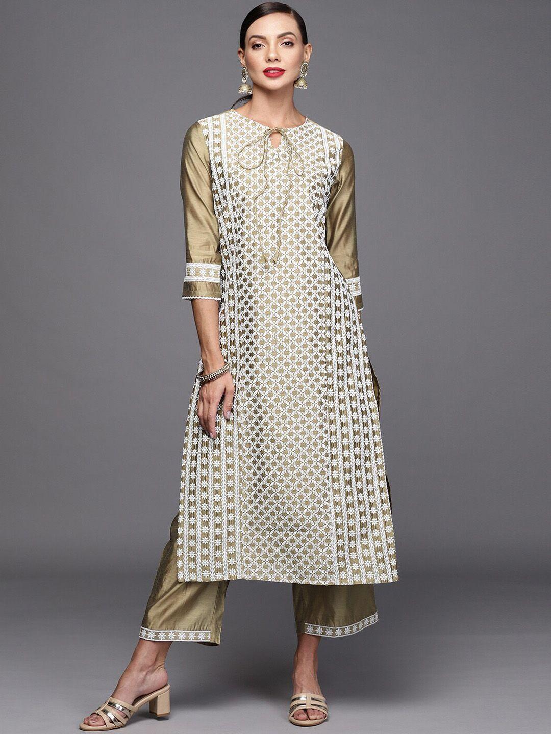 indo era women floral embroidered kurta with palazzos