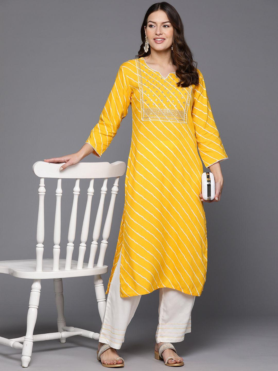 indo era women leheriya printed sequinned kurta