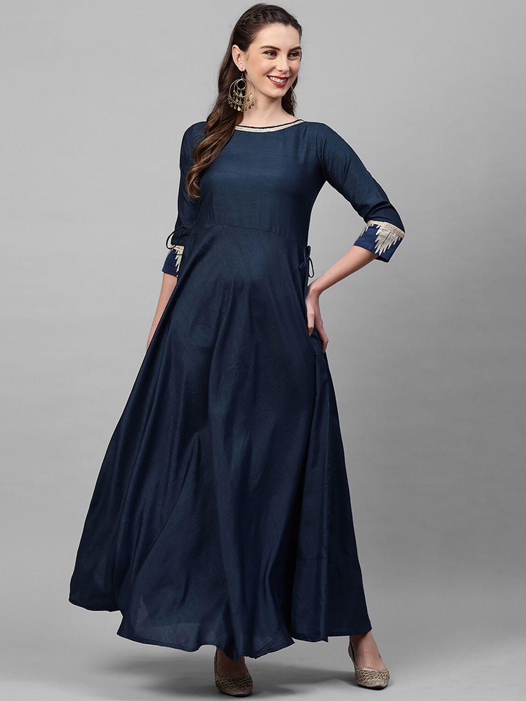 indo era women navy blue anarkali kurta