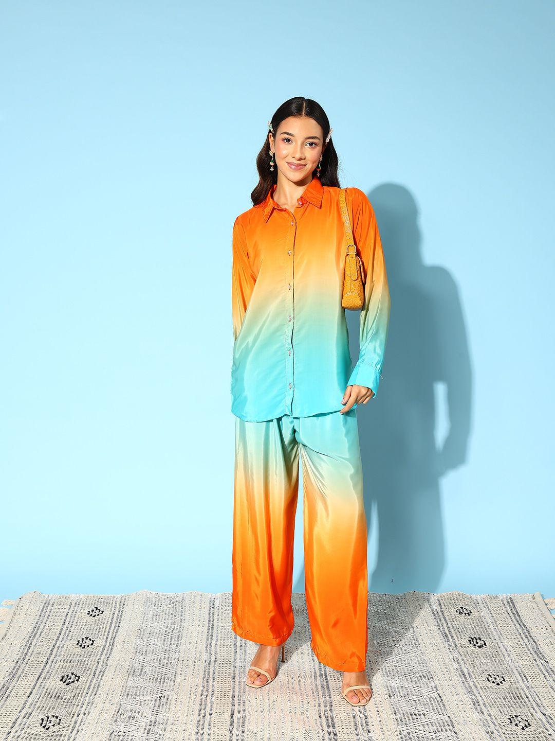 indo era women ombre dyed co-ords set