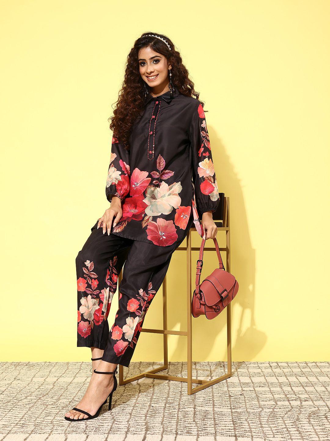 indo era women printed kurti with trousers co-ords