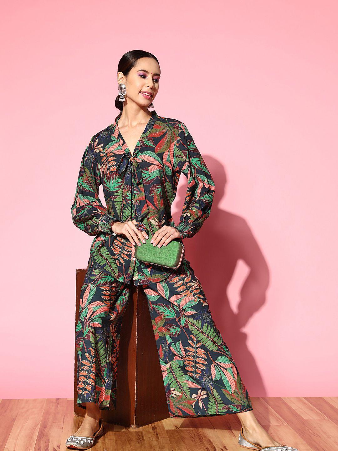 indo era women tropical printed co-ords set