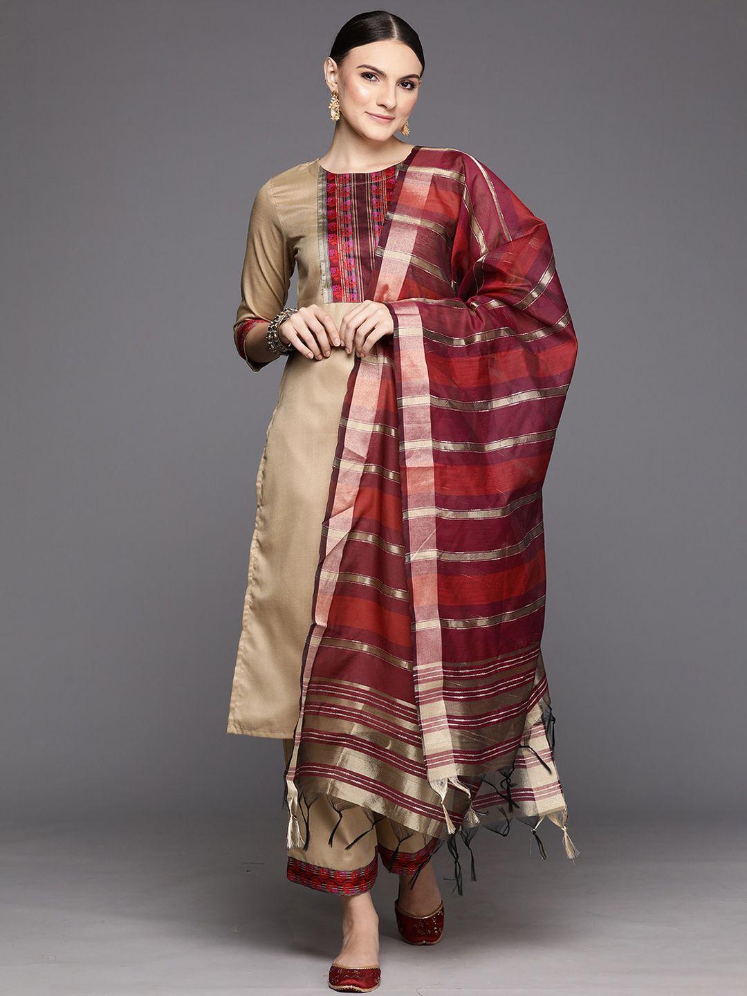 indo era woven design regular kurta with palazzos & with dupatta