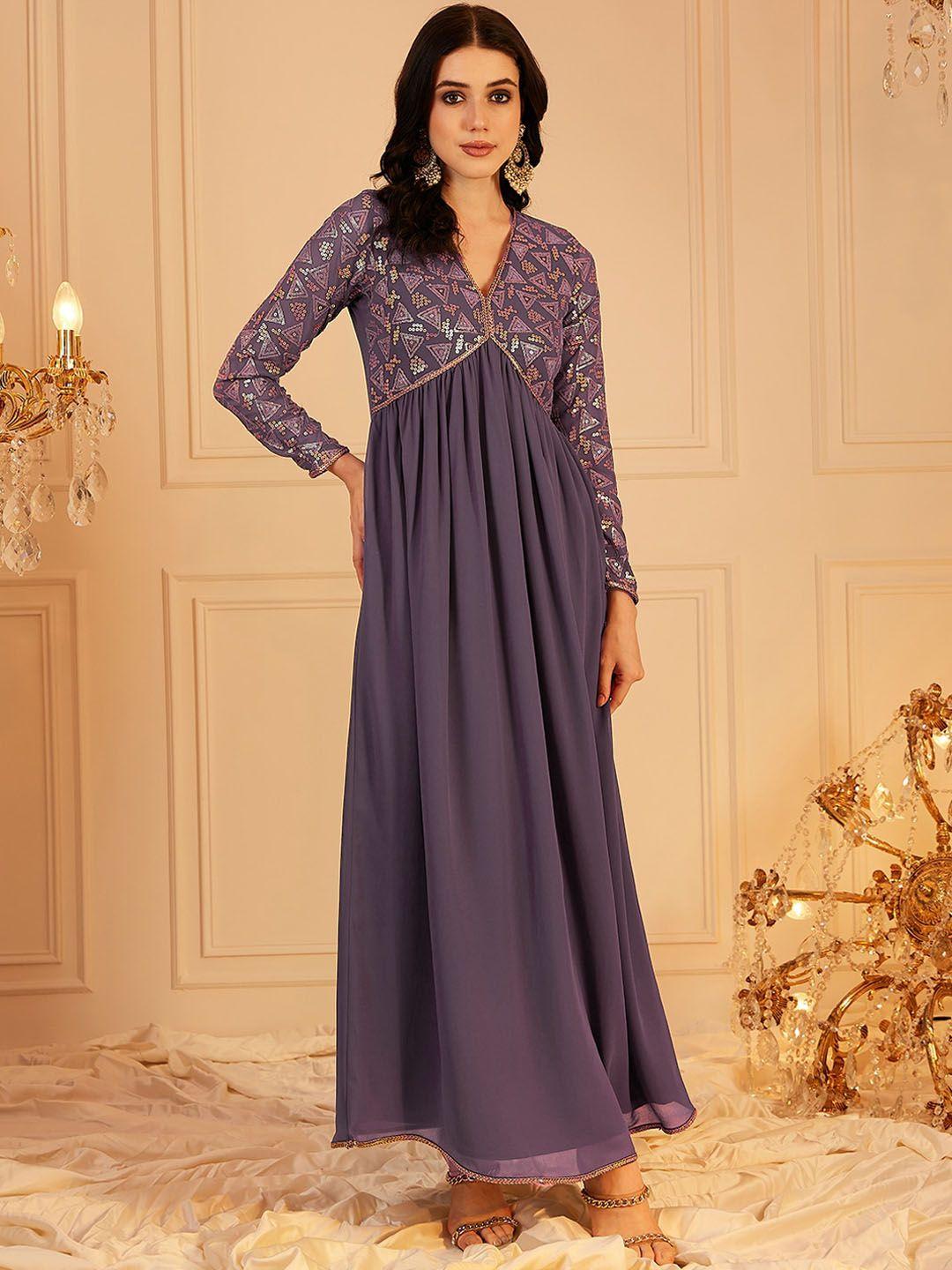 indo street embellished sequinned empire maxi ethnic dress