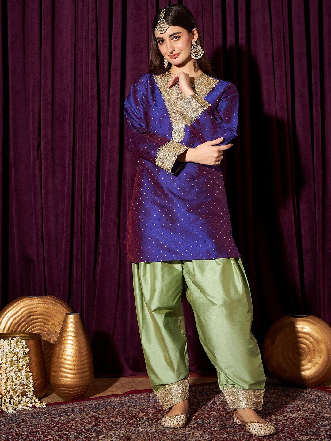 indo street ethnic motifs embroidered straight kurta with salwar