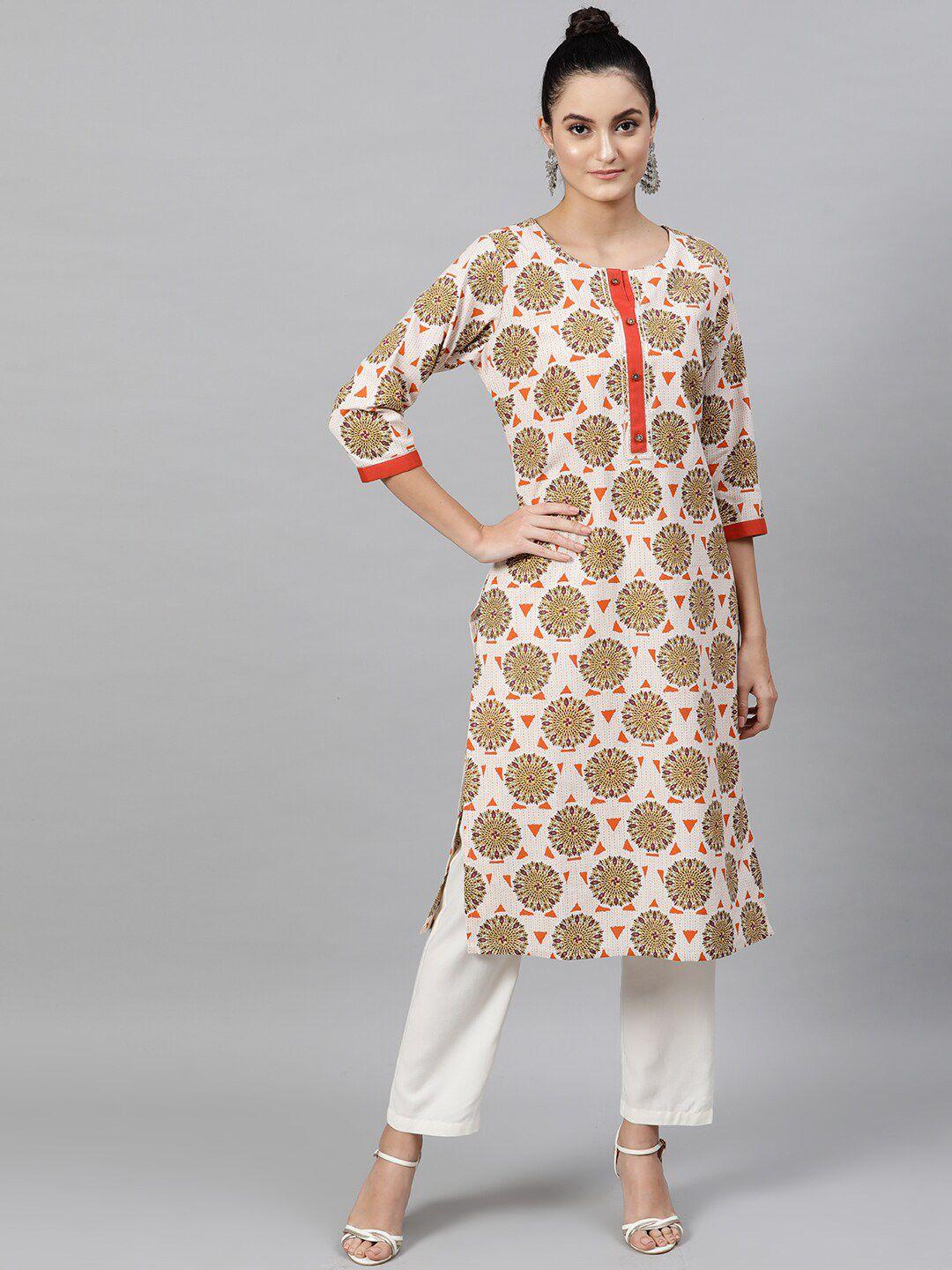 indo street ethnic motifs printed straight pure cotton kurta