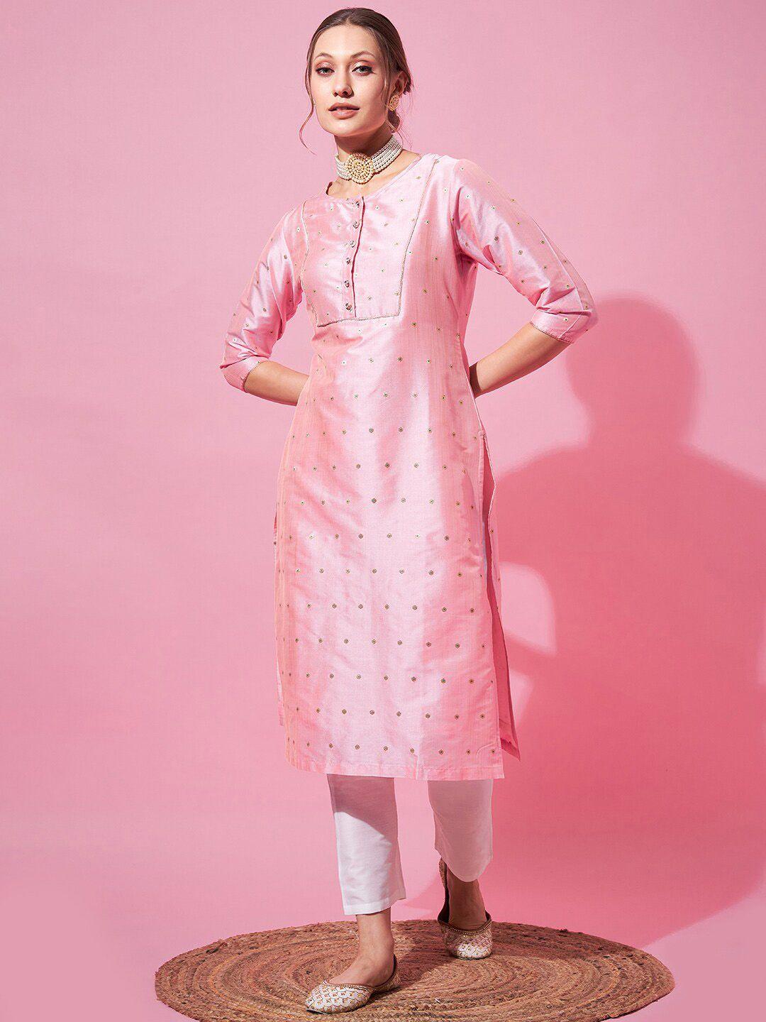 indo street ethnic motifs self design zari kurta with trousers